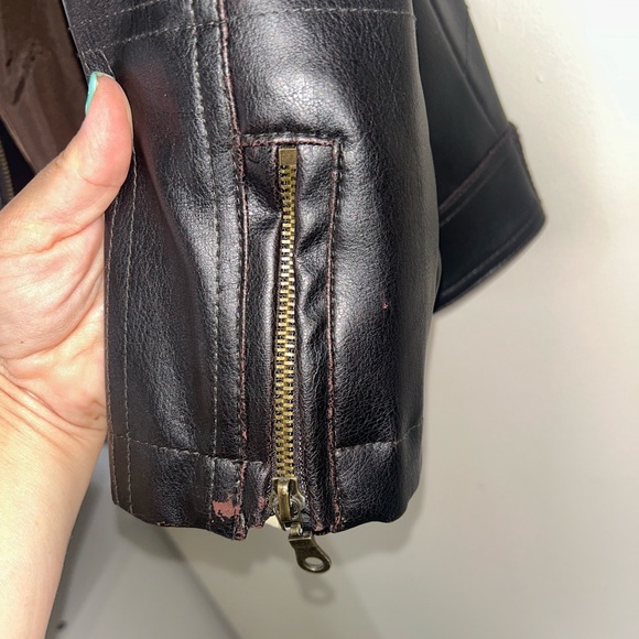 Men's Black Leather Jacket with Stripes - Picture 6 of 12